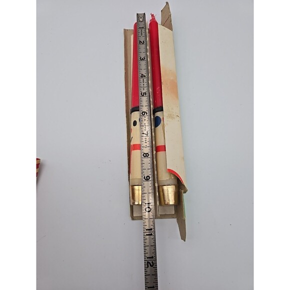 Vintage Snowman Red Taper Candle Set of 2 Christmas Decoration made in Hong Kong - Picture 7 of 7